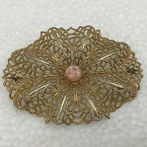 Brooch Gold Colored with Opal in center